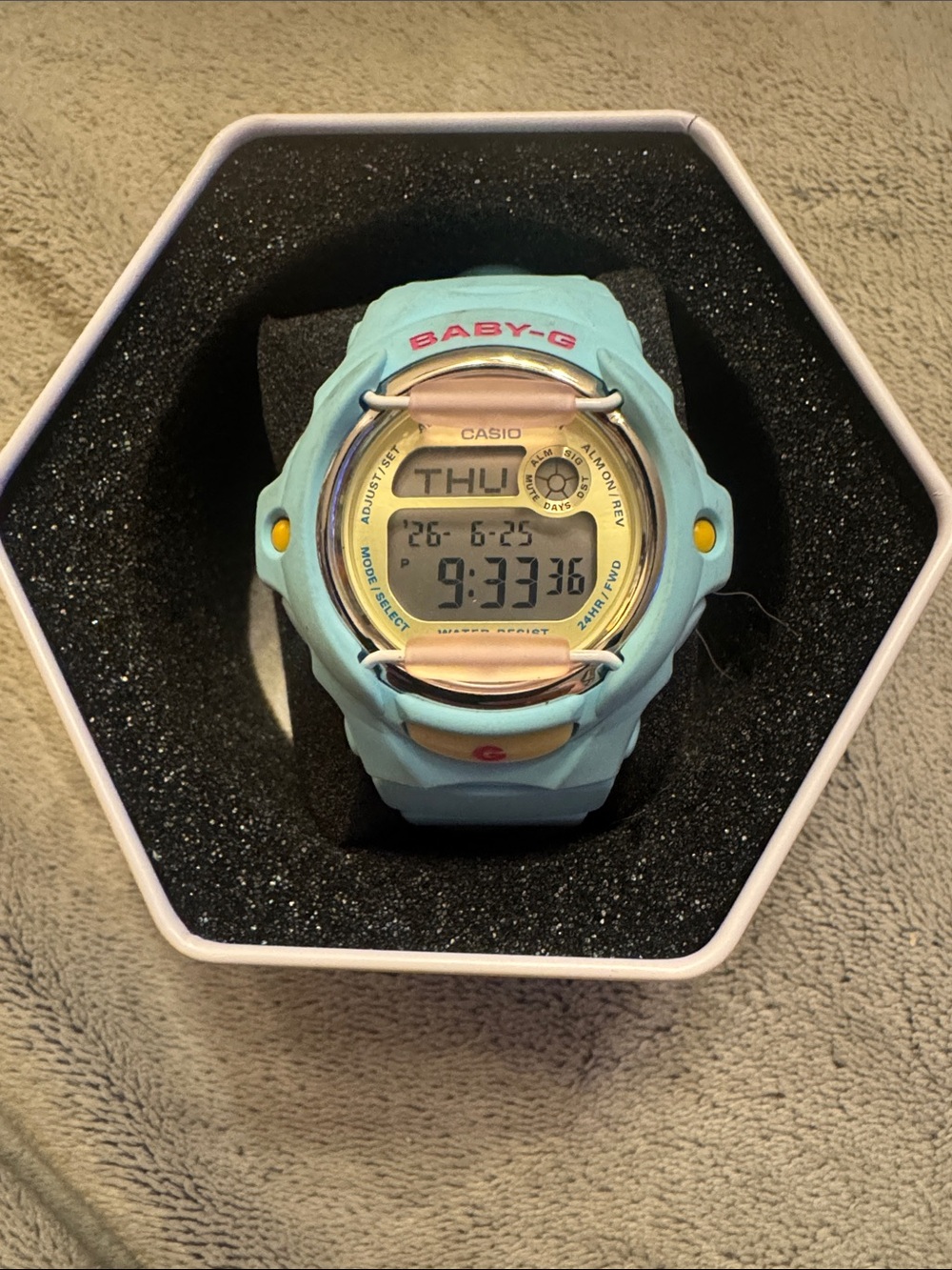 Casio Baby-G Digital Watch in Aqua with Pink Accents